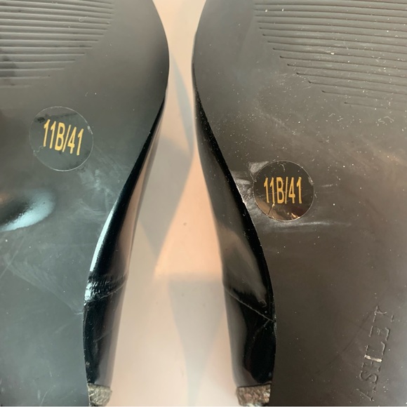 LAURA ASHLEY black/grey patent slingback heels in size 11 brand new, never worn - Picture 12 of 13